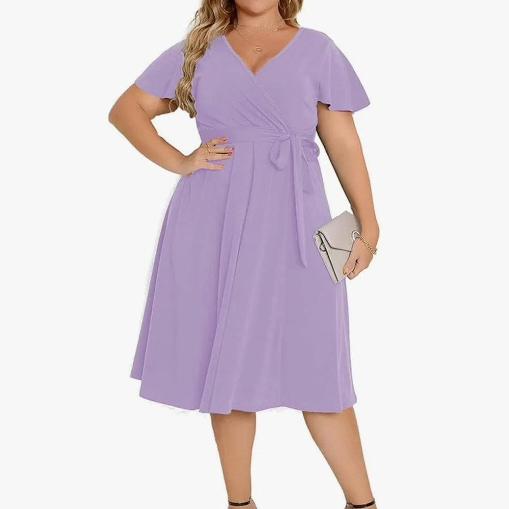 Lavender midi wrap dress, size XXL - Picture 1 of 6